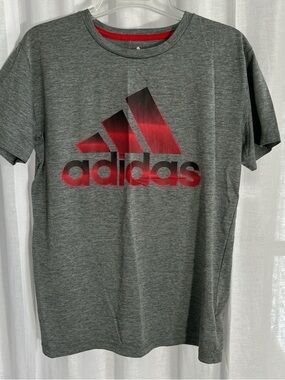 adidas Gray Short Sleeve Tee with Red Logo